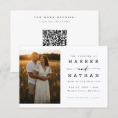 Elegante moderne Skript-Foto-QR-Code-Hochzeit Einladung (Vorne/Hinten)