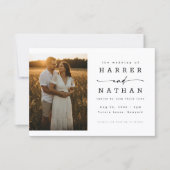 Elegante moderne Skript-Foto-QR-Code-Hochzeit Einladung (Vorderseite)