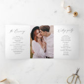 Elegante, moderne skriptminimalistische Hochzeit Dreifach-gefaltete Programmkarte (Innenseite)