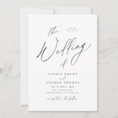 Elegante, moderne skriptminimalistische Hochzeit Einladung (Vorderseite)