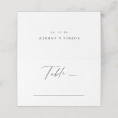 Elegante, moderne skriptminimalistische Hochzeit Platzkarte (Außenseite Aufgefaltet)