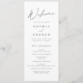 Elegante, moderne skriptminimalistische Hochzeit Programm (Vorderseite)