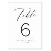 Elegante, moderne skriptminimalistische Hochzeit Tischnummer (Vorderseite)