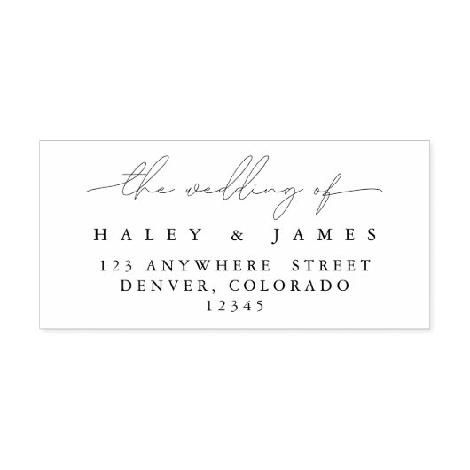 Elegante moderne Skriptnamen Hochzeit-Rücksendeadr Permastempel (Design)