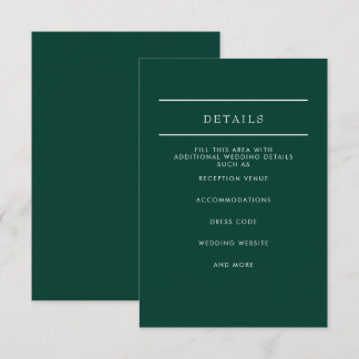 Elegante Moderne Smaragdgrüne Hochzeit Begleitkarte