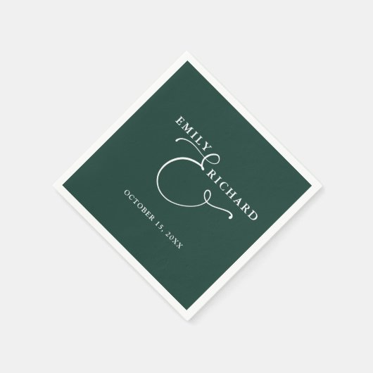 Elegante Moderne Smaragdgrüne Hochzeit Serviette (Ecke)