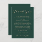 Elegante Moderne Smarald Green Script Wedding Dankeskarte (Vorne/Hinten)