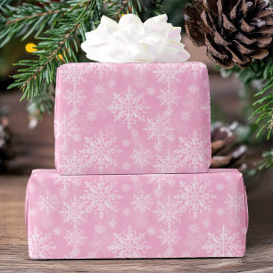 Elegante Moderne Snowflake Muster Rosa Weihnachten Geschenkpapier