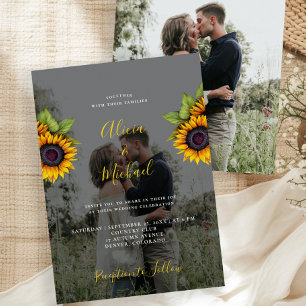 Elegante moderne Sonnenblumen-Foto-Hochzeit Einladung