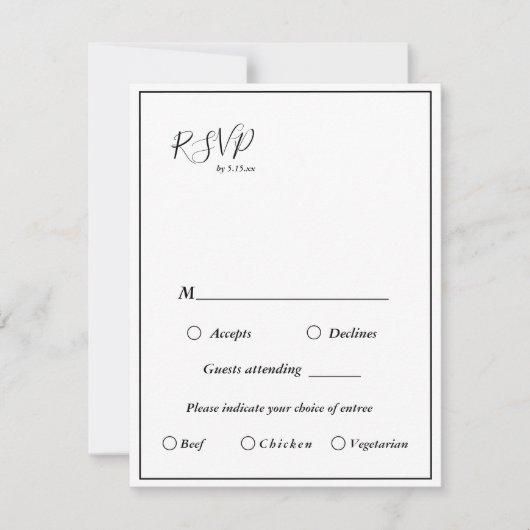 Elegante moderne Speisekarte mit RSVP-Karte Einladung (Vorderseite)