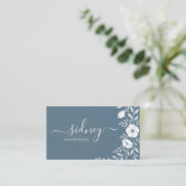 elegante, moderne staubblaue Blüte Visitenkarte (Stehend Vorderseite)