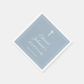 Elegante moderne staubblaue Taufe Serviette (Ecke)