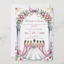 Elegante moderne staubrosa Rosen Hochzeit Einladung