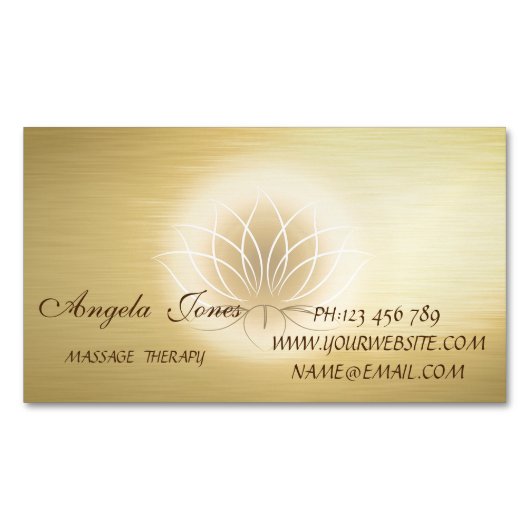 Elegante Moderne stilvolle Gold Lotus Blume Magnetische Visitenkarte (Vorderseite)