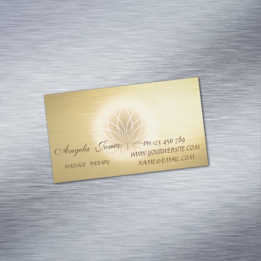 Elegante Moderne stilvolle Gold Lotus Blume Magnetische Visitenkarte (Beispiel)