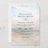 Elegante moderne Strandhochzeit mit QR-Code bei So Einladung (Vorderseite)