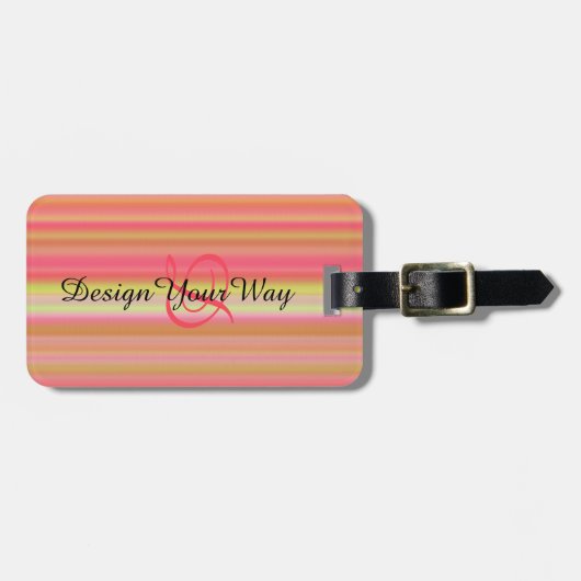 elegante moderne Streifen moderne mit Monogramm Gepäckanhänger (Vorderseite horizontal)