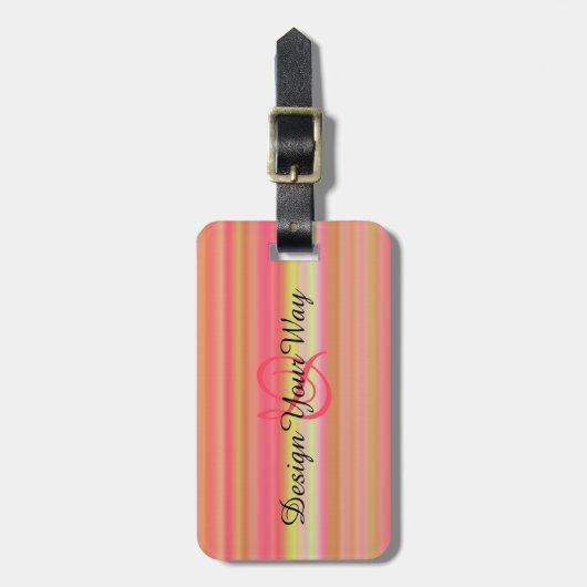 elegante moderne Streifen moderne mit Monogramm Gepäckanhänger (Vorderseite vertikal)