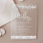 Elegante moderne String Lights Hochzeit Acryleinladungen