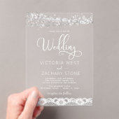 Elegante moderne String Lights Hochzeit Acryleinladungen (Insitu (Handheld))