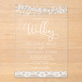 Elegante moderne String Lights Hochzeit Acryleinladungen (Vorderseite)