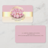Elegante Moderne Stripe Lotus Rosa Gold Visitenkarte (Vorne/Hinten)