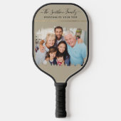 Elegante moderne Taupe & Gold - Ihre Foto-Familie  Pickleball Schläger (Vorderseite)