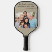 Elegante moderne Taupe & Gold - Ihre Foto-Familie Pickleball Schläger (Rückseite)