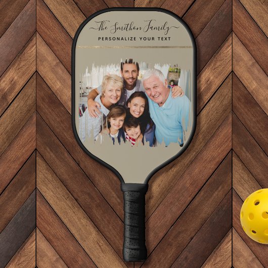 Elegante moderne Taupe & Gold - Ihre Foto-Familie  Pickleball Schläger