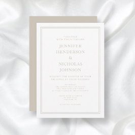 Elegante Moderne Taupe Hochzeit Einladung