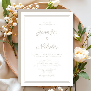 Elegante Moderne Taupe SkriptWedding Einladung