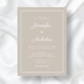 Elegante Moderne Taupe SkriptWedding Einladung