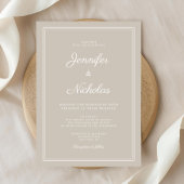Elegante Moderne Taupe SkriptWedding Einladung
