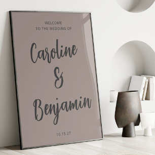 Elegante Moderne Taupe und Gray Wedding Willkommen Poster