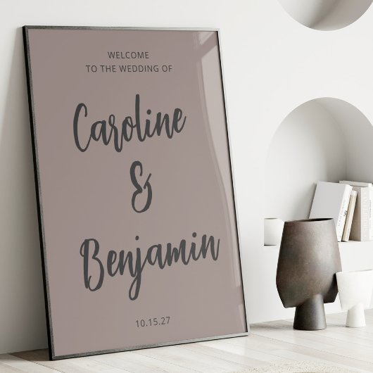 Elegante Moderne Taupe und Gray Wedding Willkommen Poster