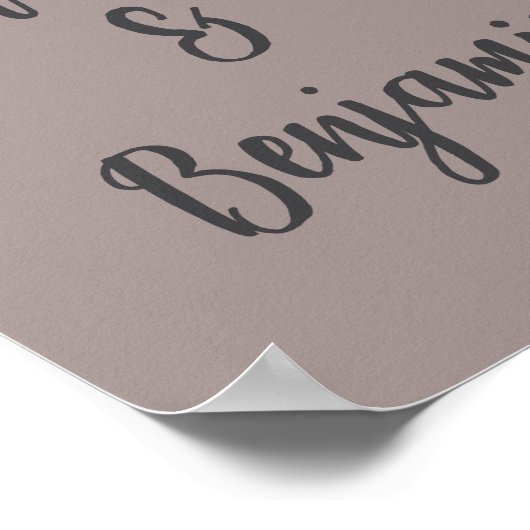 Elegante Moderne Taupe und Gray Wedding Willkommen Poster (Ecke)