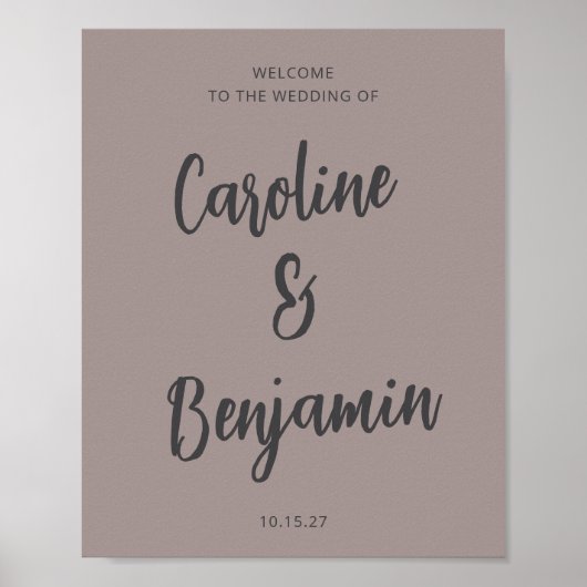 Elegante Moderne Taupe und Gray Wedding Willkommen Poster (Vorne)