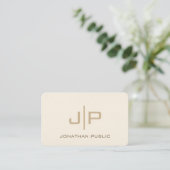 Elegante moderne Template Monogram Oceania Cream Visitenkarte (Stehend Vorderseite)