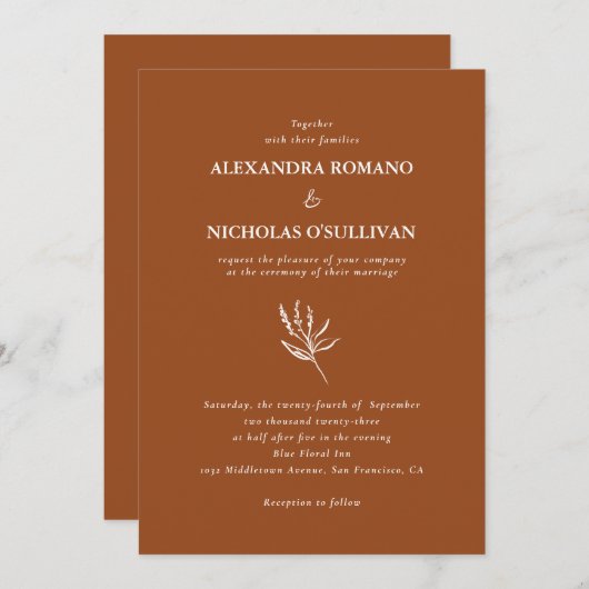 Elegante Moderne Terracotta Gran Café Al Porto Einladung (Vorne/Hinten)