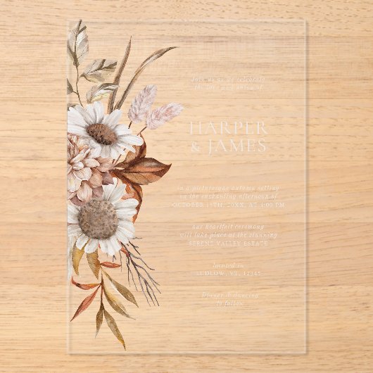 Elegante Moderne Terracotta Rodelbahn Hochzeit im Acryleinladungen (Vorderseite)