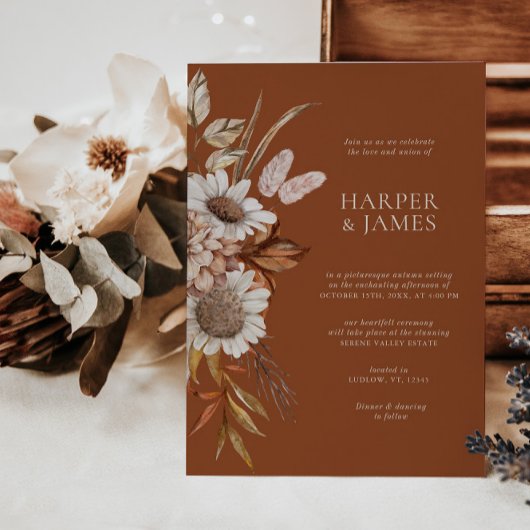 Elegante Moderne Terracotta Rodelbahn Hochzeit im  Einladung