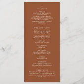 Elegante moderne Terrakotta-Floral-Boho-Hochzeit Programm (Rückseite)