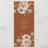 Elegante moderne Terrakotta-Floral-Boho-Hochzeit Programm (Vorderseite)