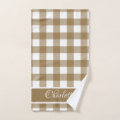 Elegante moderne Tortilla Brown White Buffalo Karo Badhandtuch Set (Handtuch)