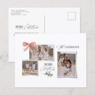 Elegante moderne traditionelle rote Schleife Multi Feiertagspostkarte