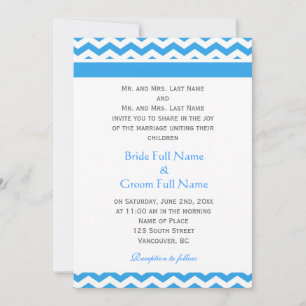 Elegante, moderne, trendige blaue Chevron-Hochzeit Einladung
