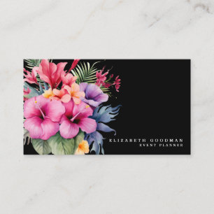 Elegante moderne tropische schwarze Visitenkarten Visitenkarte