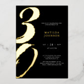 Elegante moderne Typografie 30. Geburtstag Folieneinladung (Vorderseite)