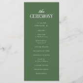 Elegante moderne Typografie Dunkle Olivgrüne Hochz Programm (Vorderseite)