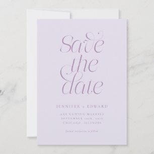 Elegante moderne Typografie Fliederhochzeit Save The Date